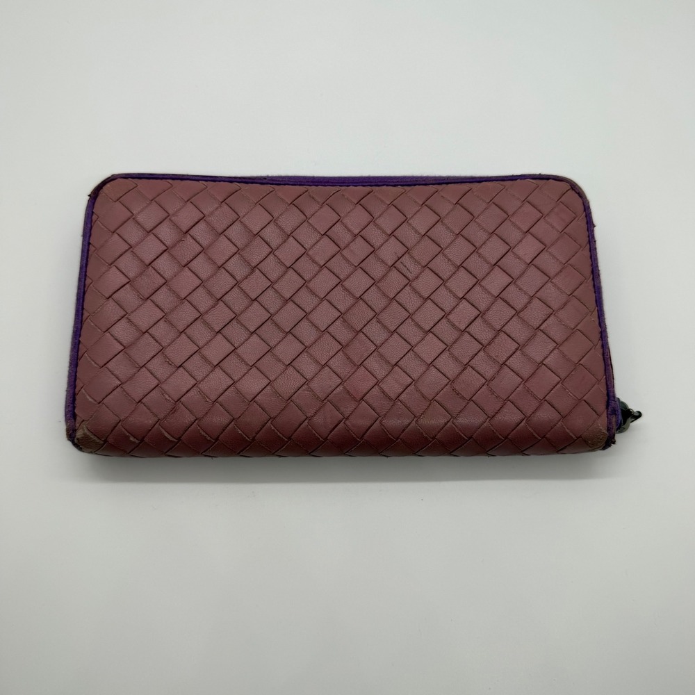 Bottega Veneta Project Intrecciato Leather Wallet Purple Mauve Pink Long Wallet